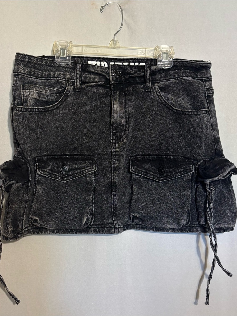 V.I.P. Jeans XL Black Distressed Cargo Mini Skirt